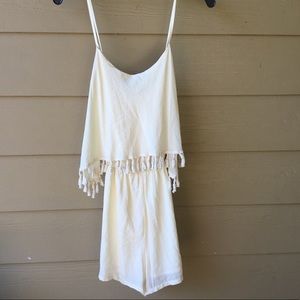 🦋BOGO SALE Cream Tassel Romper